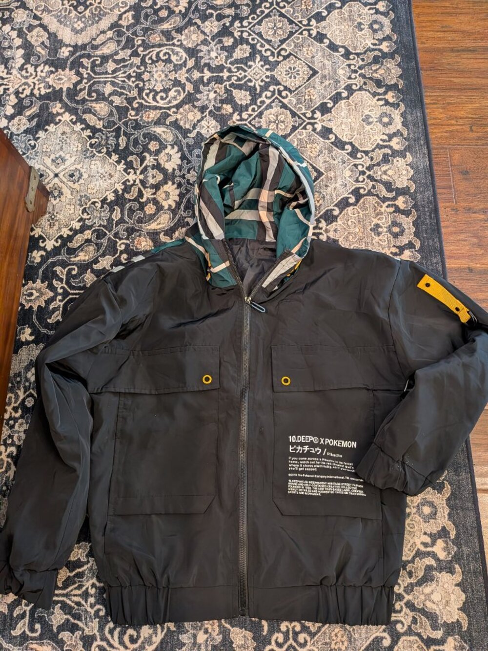 10.Deep X Pokemon Windbreaker Full Zip Hooded Jacket Mosshino Coutube M - Picture 2 of 3